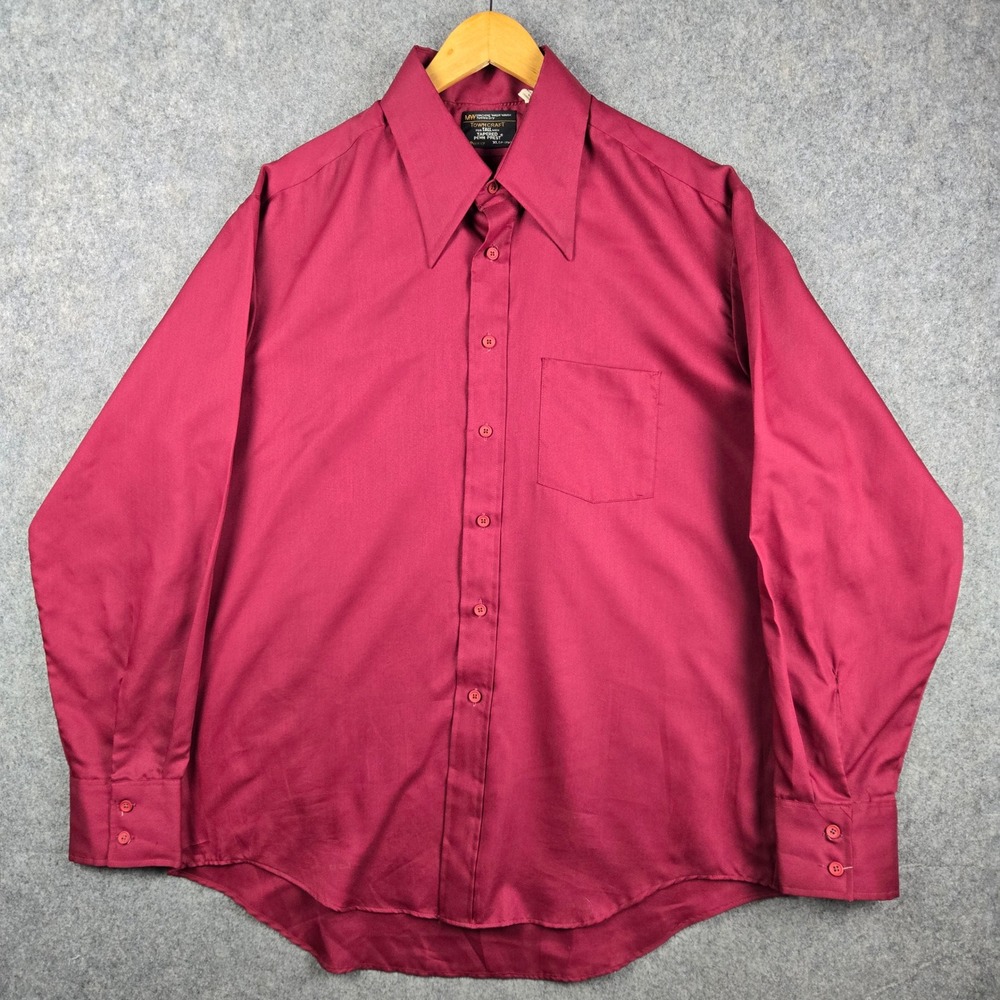 Vintage Towncraft Button Down Shirt Mens XL Tall Red 70s 80s Disco Tapered Penn
